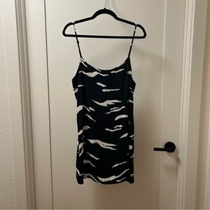 Reformation mini slip dress, black and white size 8 spaghetti strap, scoop neck